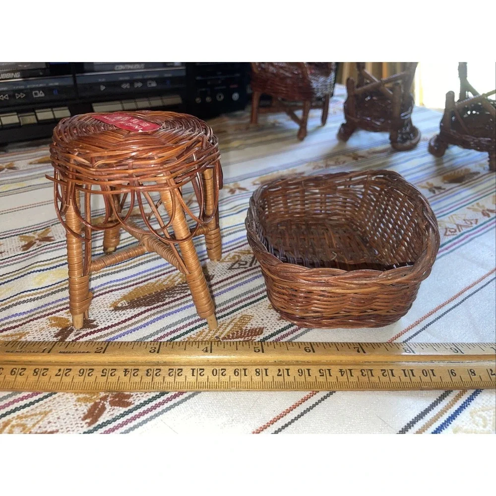 5 Piece Rattan Wicker‎ Doll Furniture Set